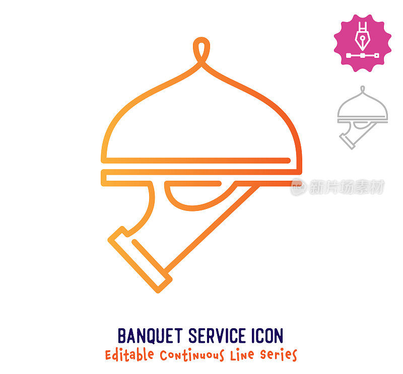 Banquet Service Continuous Line Editable Stroke Line